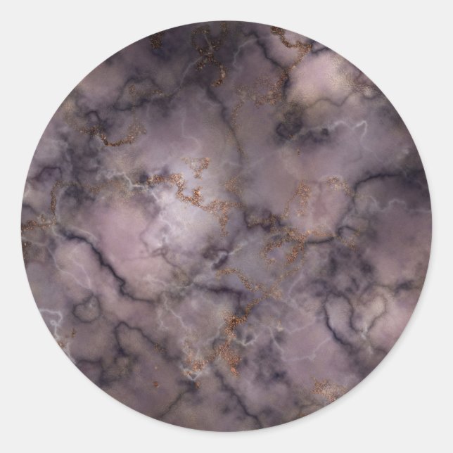Stormy Skies Marble Texture Classic Round Sticker (Front)