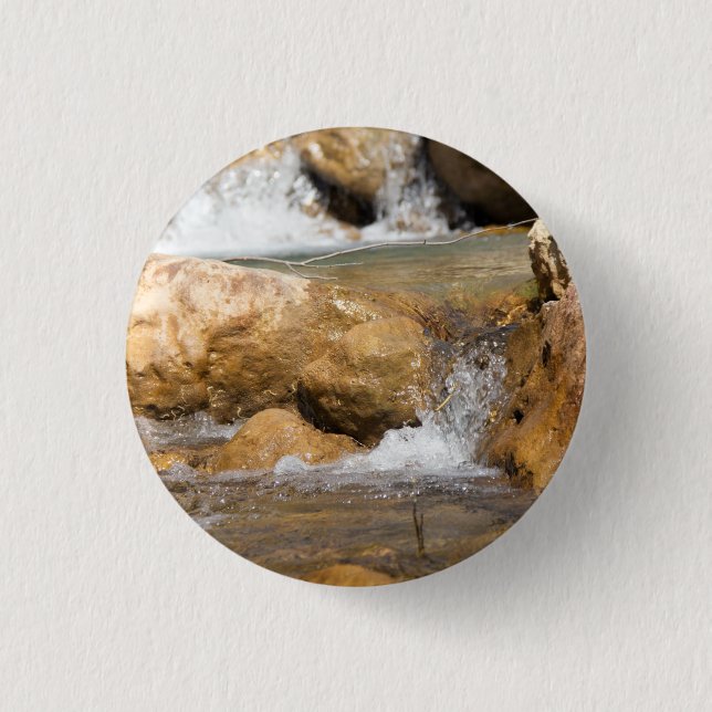 Stormy stream in spring 1 inch round button (Front)