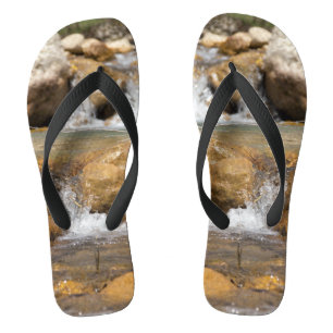 Stormy stream in spring flip flops