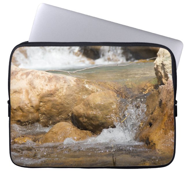 Stormy stream in spring laptop sleeve (Front)