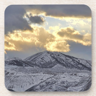 Stormy Sunset Over Snow Capped Mountains Coaster