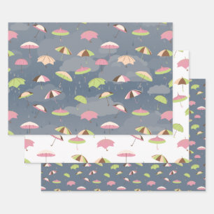 Stormy Umbrellas Wrapping Paper Sheet
