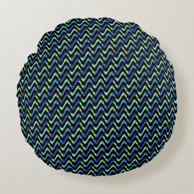 Stormy Waves.... Round Pillow (Front)