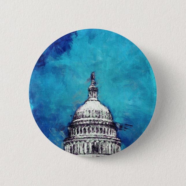 Stormy Weather Over The Capitol 2 Inch Round Button (Front)