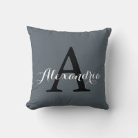 Stormy Weather Slate Grey Solid Colour Monogram