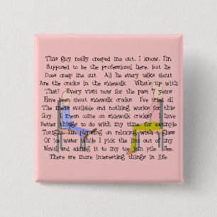 Story Art Creepy Sidewalk Crack Guy 2 Inch Square Button