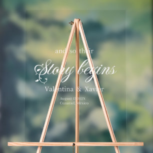 Story Begins Elegant Wedding Welcome Acrylic Sign