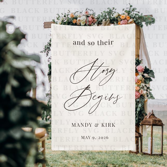  Story Begins Wedding Welcome Sign Banner (Story Begins Wedding Banner Sign)