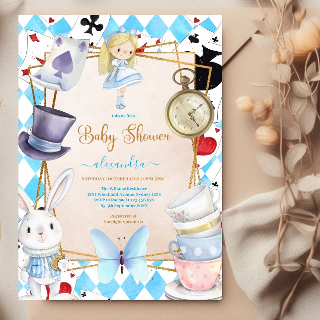 Story Book Alice in Wonderland Baby Shower Invitation (Creator Uploaded)
