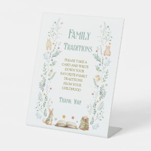 Story Book Baby Shower Family Traditions Game Pedestal Sign