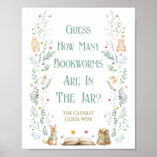 Story Book Baby Shower Guess How Many BookWorms Poster