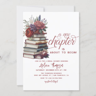 Story Book Floral Modern Script Bridal Shower Invitation