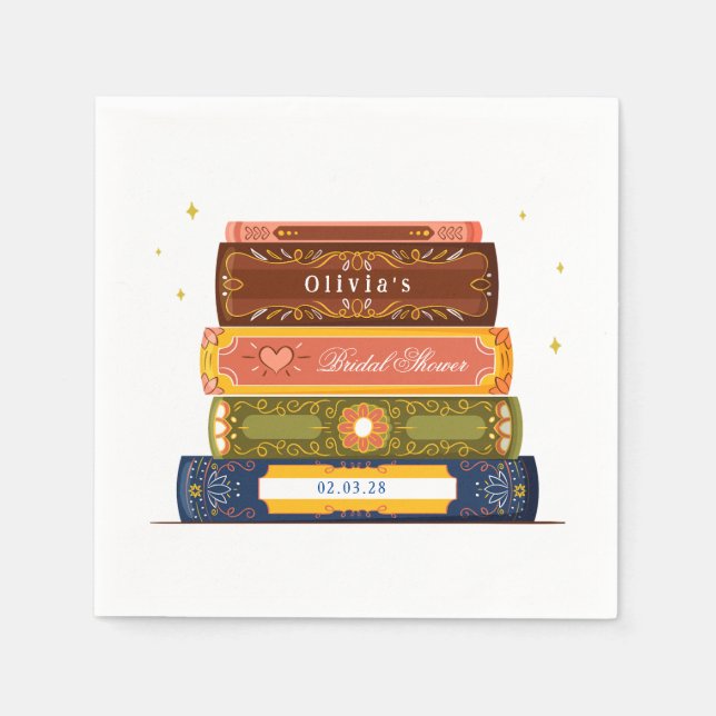 Story Book Library Onto Next Chapter Bridal Shower Napkin (Front)