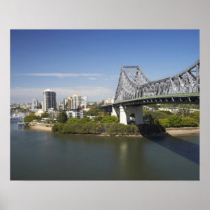 Story Bridge, Brisbane River, and Kangaroo Poster