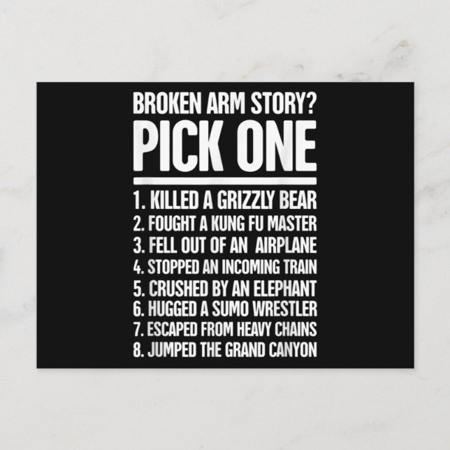 Story - Funny For A Broken Arm Postcard (Front)