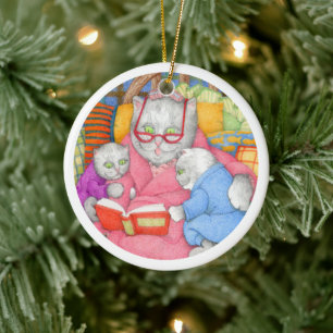 STORY KITTIES Ceramic Circle Ornament