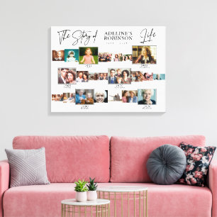 Story of Life –Timeline Poster Funeral Memory Gift Canvas Print