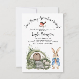 Story Rabbit Boy Baby Shower Forest Burrow Garden  Invitation