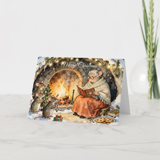  Story Time by the Fireplace Christmas Card (Front)