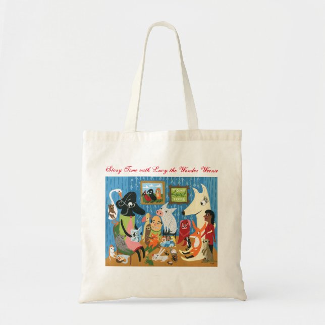 STORY TIME with LUCY THE WONDER WEENIE tote bag (Front)