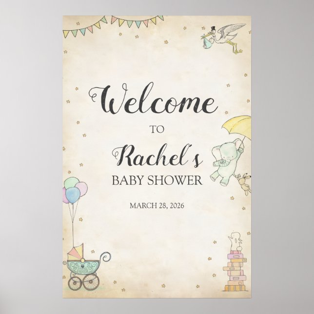Storybook Baby Shower Welcome Poster (Devant)