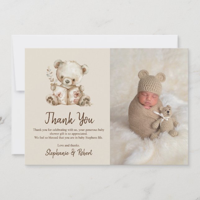  Storybook Bear Photo Baby Shower Thank You (Front)