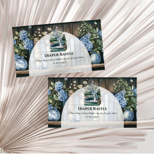 Storybook Blue Boy Library Book Baby Shower Diaper Enclosure Card