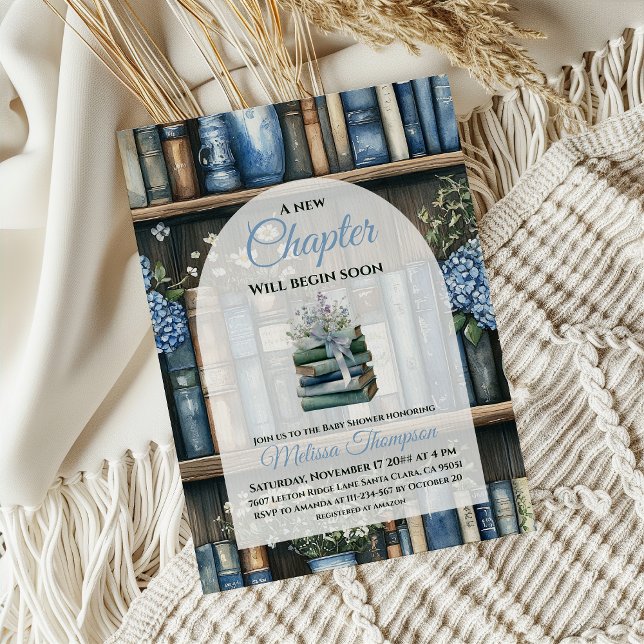 Storybook Blue Boy Library Book Baby Shower Invitation (Creator Uploaded)