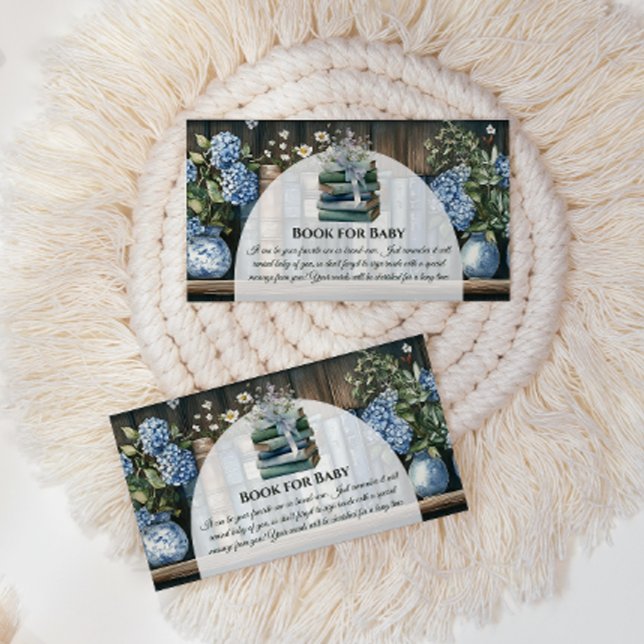 Storybook Blue Boy Library Book for Baby Shower Enclosure Card (Creator Uploaded)