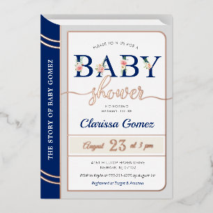 Storybook Book Cover Baby Boy Shower Royal Blue
