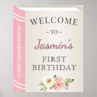 Storybook Book Cover Girl First Birthday Welcome