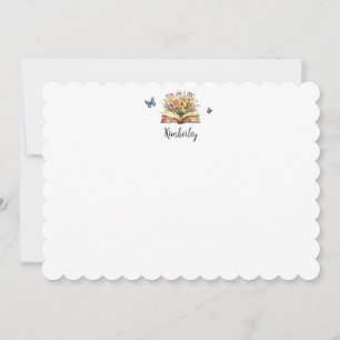 Storybook Book Lover Wildflower Thank you Card