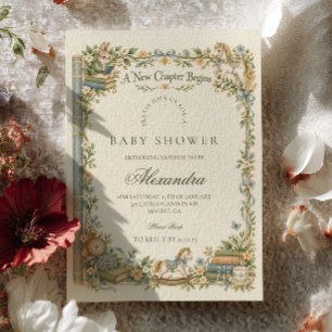 Storybook Bunny A New Chapter Baby Shower Invitation