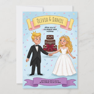 Storybook Cartoon Couple Wedding Invitation