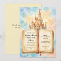 Storybook Castle Pastel Wedding Invitation