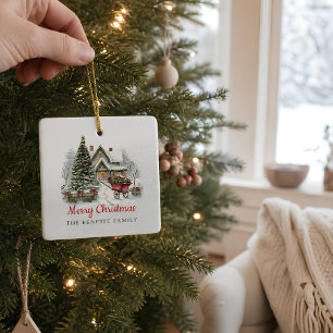 Storybook Cottage Family Christmas Ornament