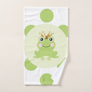 Storybook Fairy Tale Frog Prince Green Dots Bath Towel Set