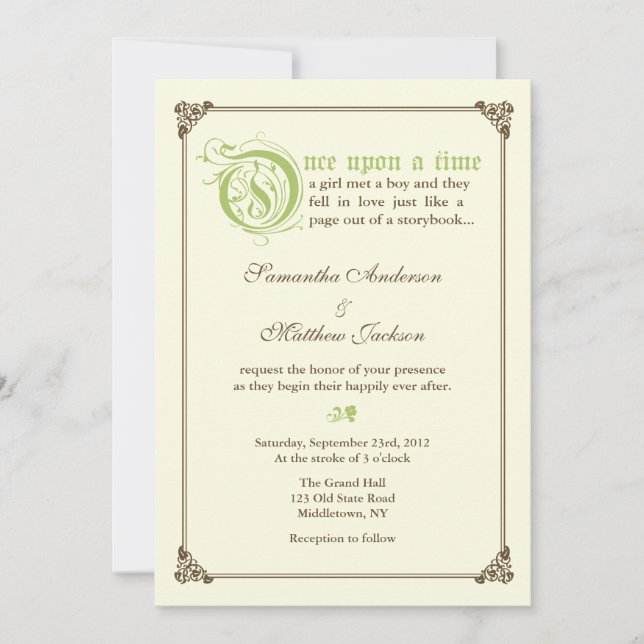 Storybook Fairytale Faire-part de mariage - Vert (Devant)
