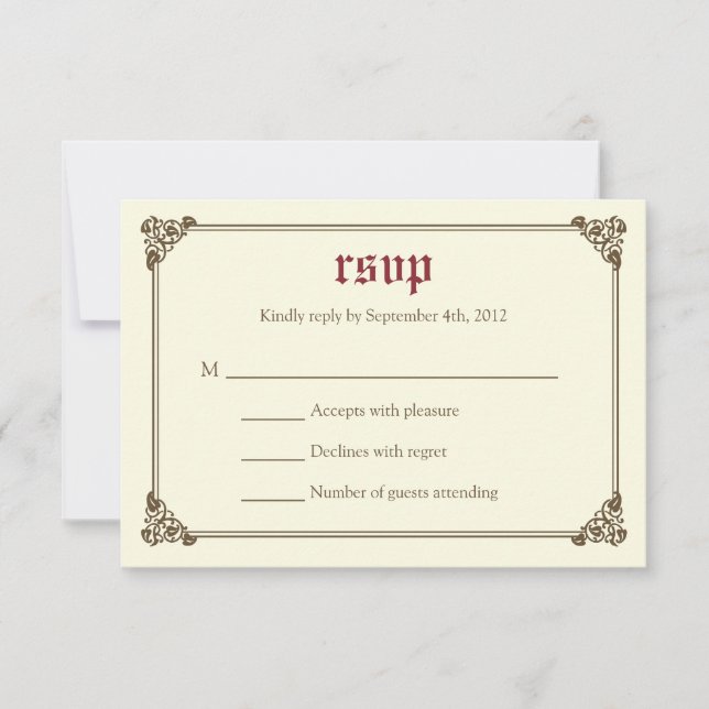 Storybook Fairytale Wedding Card RSVP - Bourgogne (Devant)