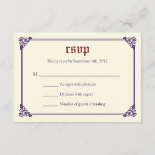 Storybook Fairytale Wedding Carte RSVP -Red/Purple