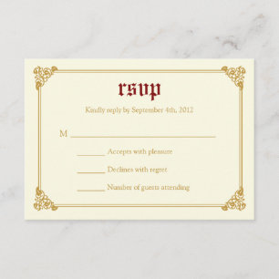 Storybook Fairytale Wedding Carte RSVP - Rouge/Or