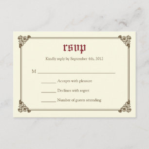 Storybook Fairytale Wedding RSVP Card - Burgundy