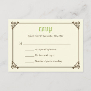 Storybook Fairytale Wedding RSVP Card - Green