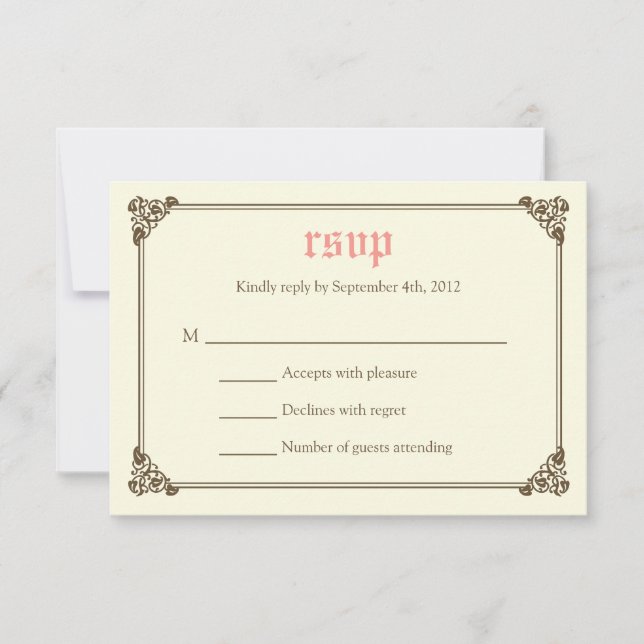 Storybook Fairytale Wedding RSVP Card - Pink (Front)