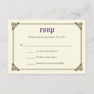 Storybook Fairytale Wedding RSVP Card - Purple