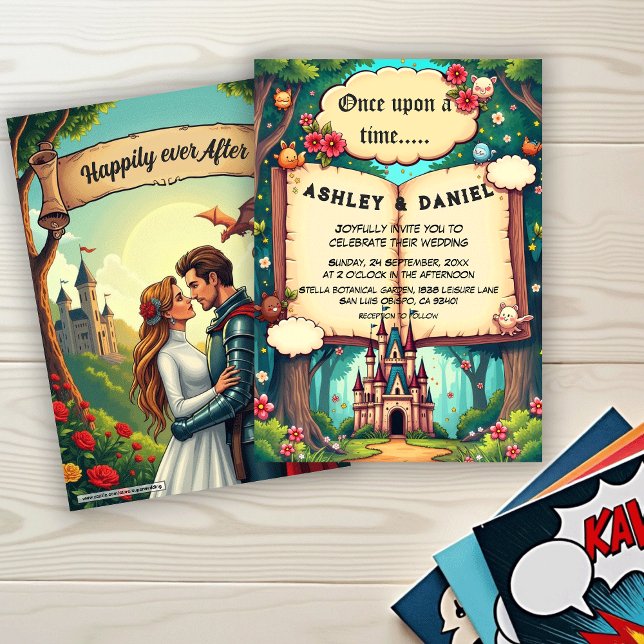 Storybook Forest Woodland Castle Fairytale Wedding Invitation (Creator Uploaded)