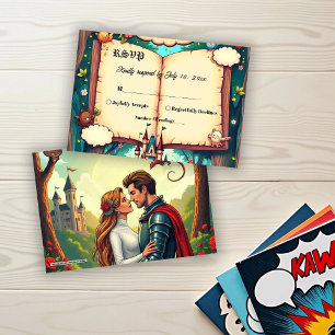 Storybook Forest Woodland Castle Fairytale Wedding RSVP Card