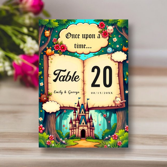 Storybook Forest Woodland Castle Fairytale Wedding Table Number (Creator Uploaded)