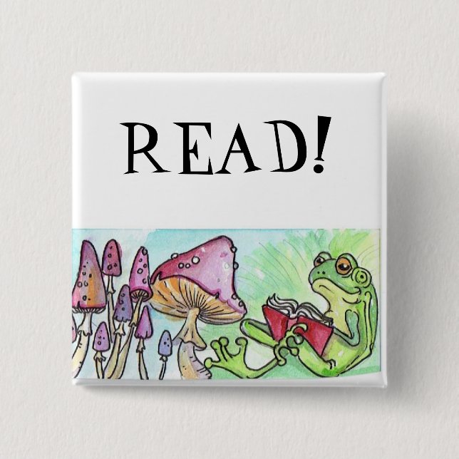 Storybook Frog 2 Inch Square Button (Front)