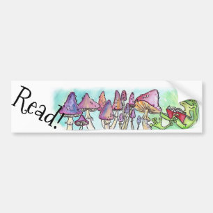 Storybook Frog Reading "Read!" Bumper Sticker